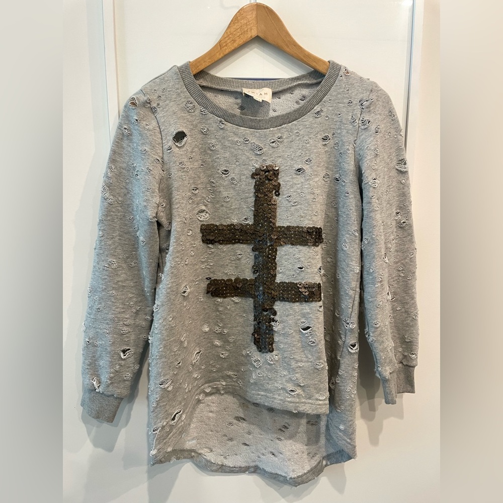 Ixiah Gray Tracksuit with bronze sequins and drop crotch.